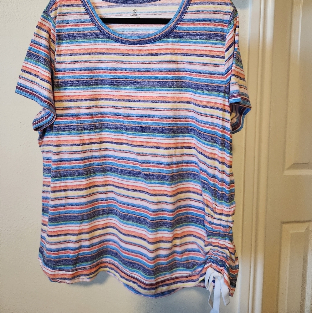 Talbots Multicolor Striped Short Sleeve Top 2X